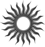 Silhouette sun black color only vector