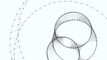 A black and white spiral drawing on white background, resembling a mesh pattern video