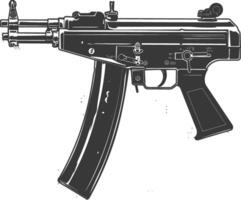 Silhouette Submachine gun military weapon black color only vector
