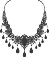 Silhouette jewelry necklace accessories black color only vector