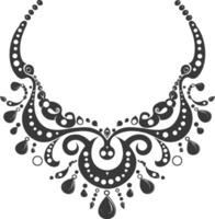 silueta joyería collar accesorios negro color solamente vector