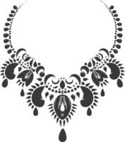 silueta joyería collar accesorios negro color solamente vector