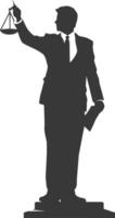 Silhouette lawyer in action full body black color only vector