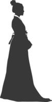 Silhouette independent korean women wearing hanbok black color only vector