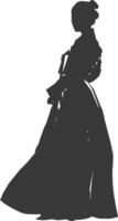 Silhouette independent korean women wearing hanbok black color only vector