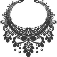 silueta joyería collar accesorios negro color solamente vector