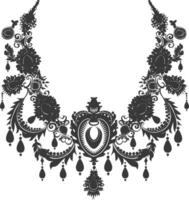 Silhouette jewelry necklace accessories black color only vector