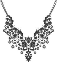 Silhouette jewelry necklace accessories black color only vector