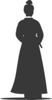 Silhouette independent korean women wearing hanbok black color only vector