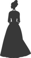 Silhouette independent korean women wearing hanbok black color only vector