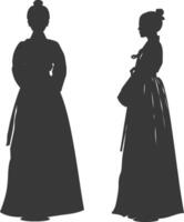 Silhouette independent korean women wearing hanbok black color only vector