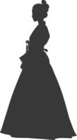 Silhouette independent korean women wearing hanbok black color only vector