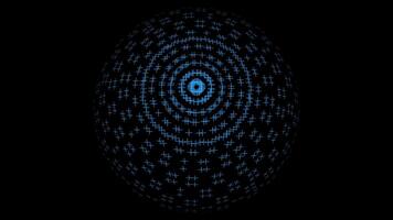 ein kreisförmig Muster von Blau Punkte auf ein schwarz Hintergrund video