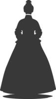 Silhouette independent korean women wearing hanbok black color only vector