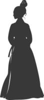 silueta independiente coreano mujer vistiendo hanbok negro color solamente vector