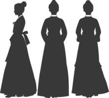 Silhouette independent korean women wearing hanbok black color only vector