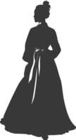 Silhouette independent korean women wearing hanbok black color only vector