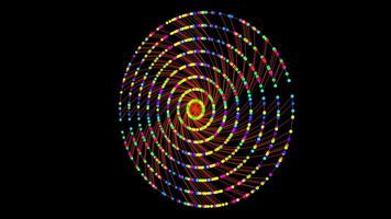 en färgrik virvla runt på en svart bakgrund med en cirkel i de mitten video