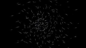 A visually striking featuring various elements such as falling rain, numbers, and white lines on a black background. The overall aesthetic is both futuristic and abstract video