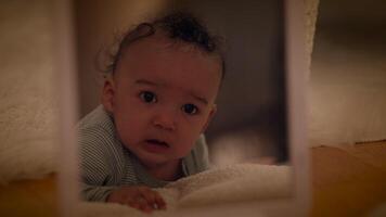 Playful Infant Baby Child Playing Inside at Home video