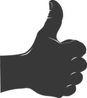 Silhouette thumb up like or agree logo symbol black color only vector