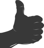 Silhouette thumb up like or agree logo symbol black color only vector