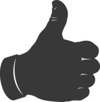 Silhouette thumb up like or agree logo symbol black color only vector