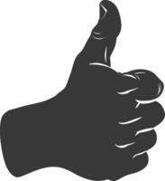 Silhouette thumb up like or agree logo symbol black color only vector