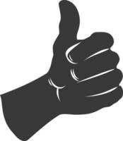 Silhouette thumb up like or agree logo symbol black color only vector