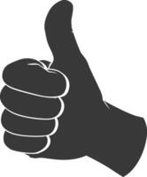 Silhouette thumb up like or agree logo symbol black color only vector