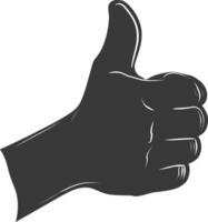 Silhouette thumb up like or agree logo symbol black color only vector