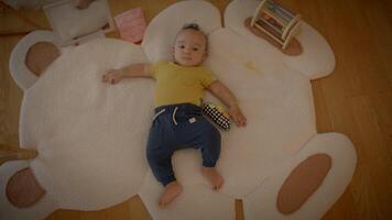 Playful Infant Baby Child Playing Inside at Home video