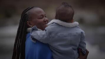 Mother Holding Young Baby Child Boy Outside Enjoying Family Life video