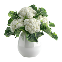 3d renderen van een bloemkool in een pot Aan transparant achtergrond png