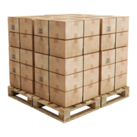 3D Rendering of a Wooden Rack for Delivery Boxes on Transparent Background png