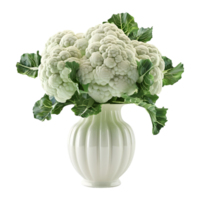 3D Rendering of a Cauliflower in a Pot on Transparent Background png