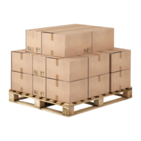 3D Rendering of a Wooden Rack for Delivery Boxes on Transparent Background png