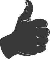 Silhouette thumb up like or agree logo symbol black color only vector