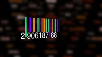 digital código de barras números dados digitalização em formação fundo video