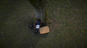 Young Creative Male Artist Drawing a Sketch Outside in the Park video