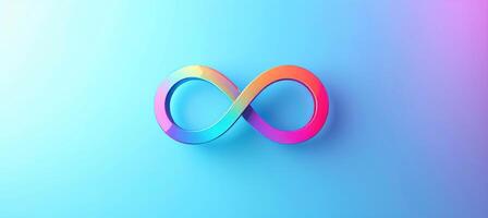 Autism awareness day rainbow infinity symbol on blue background for neurodiversity and adhd photo