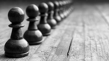 Chess pawns banner symbolizing challenge, critical decisions, and strategic moves photo