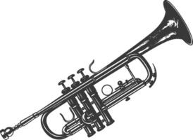 Silhouette trumpet black color only vector