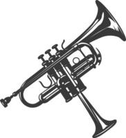 Silhouette trumpet black color only vector