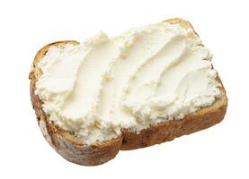 Bread with cream cheese isolated on white background photo