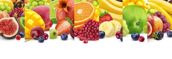 Fruits texture, isolated on white background with copy space photo