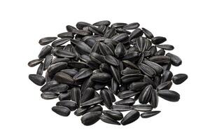 Black sunflower seeds isolated on white background photo