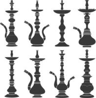 silueta desarj turco narguiles tradicional shisha negro color solamente vector