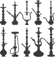 silueta desarj turco narguiles tradicional shisha negro color solamente vector