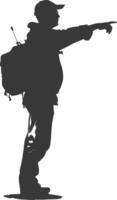 Silhouette tour guide in action full body black color only vector